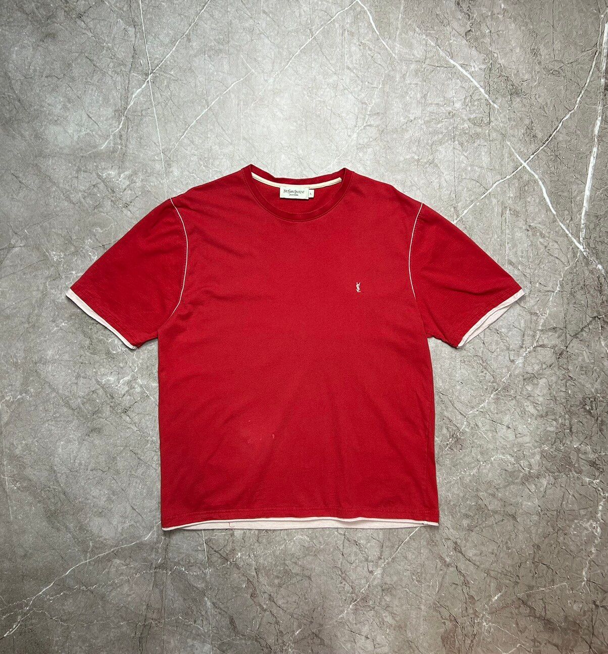 Pre-owned Vintage Yves Saint Laurent Small Logo Ysl T Shirt In Red