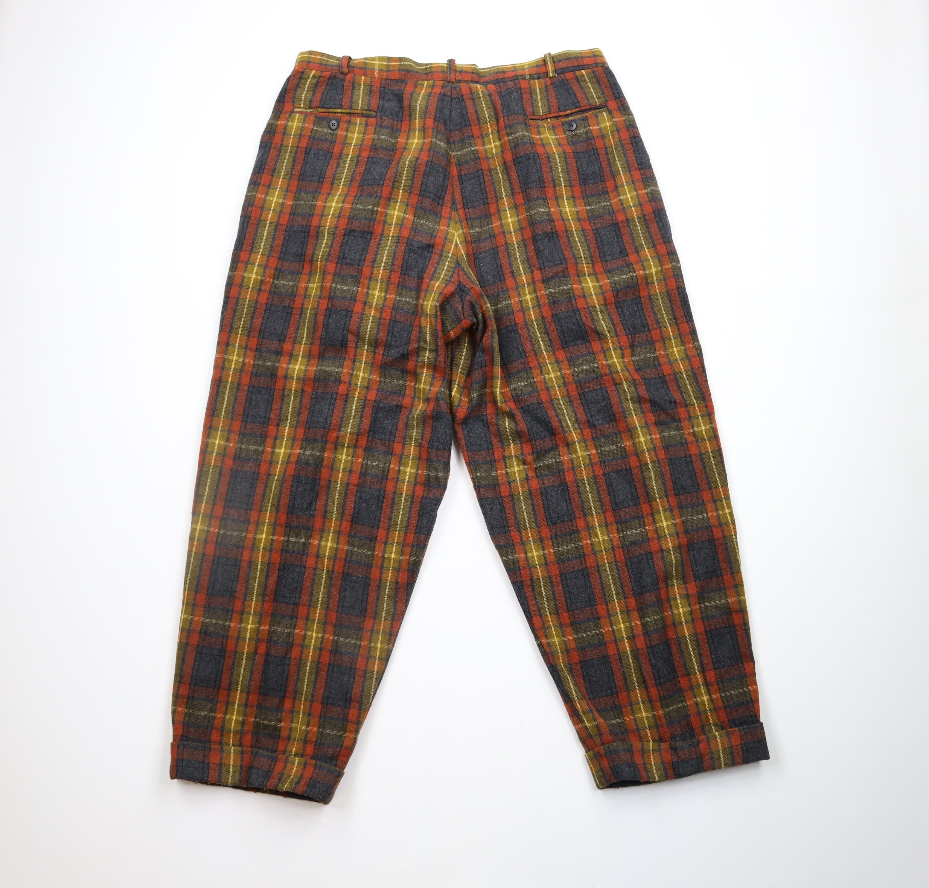 Vintage Vintage 90s Streetwear Cuffed Wool Tweed Wide Leg Pants USA Size US 38 / EU 54 - 9 Thumbnail