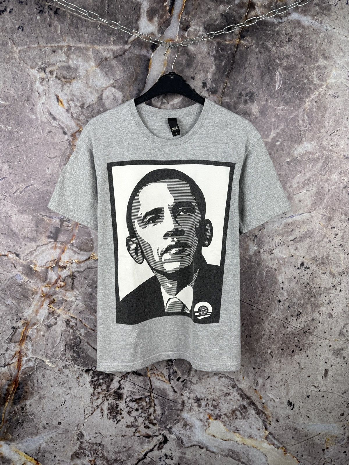 Obey Obey Graphic Portrait Print T-Shirt – Grey Short Sleeve Size US M / EU 48-50 / 2 - 1 Thumbnail