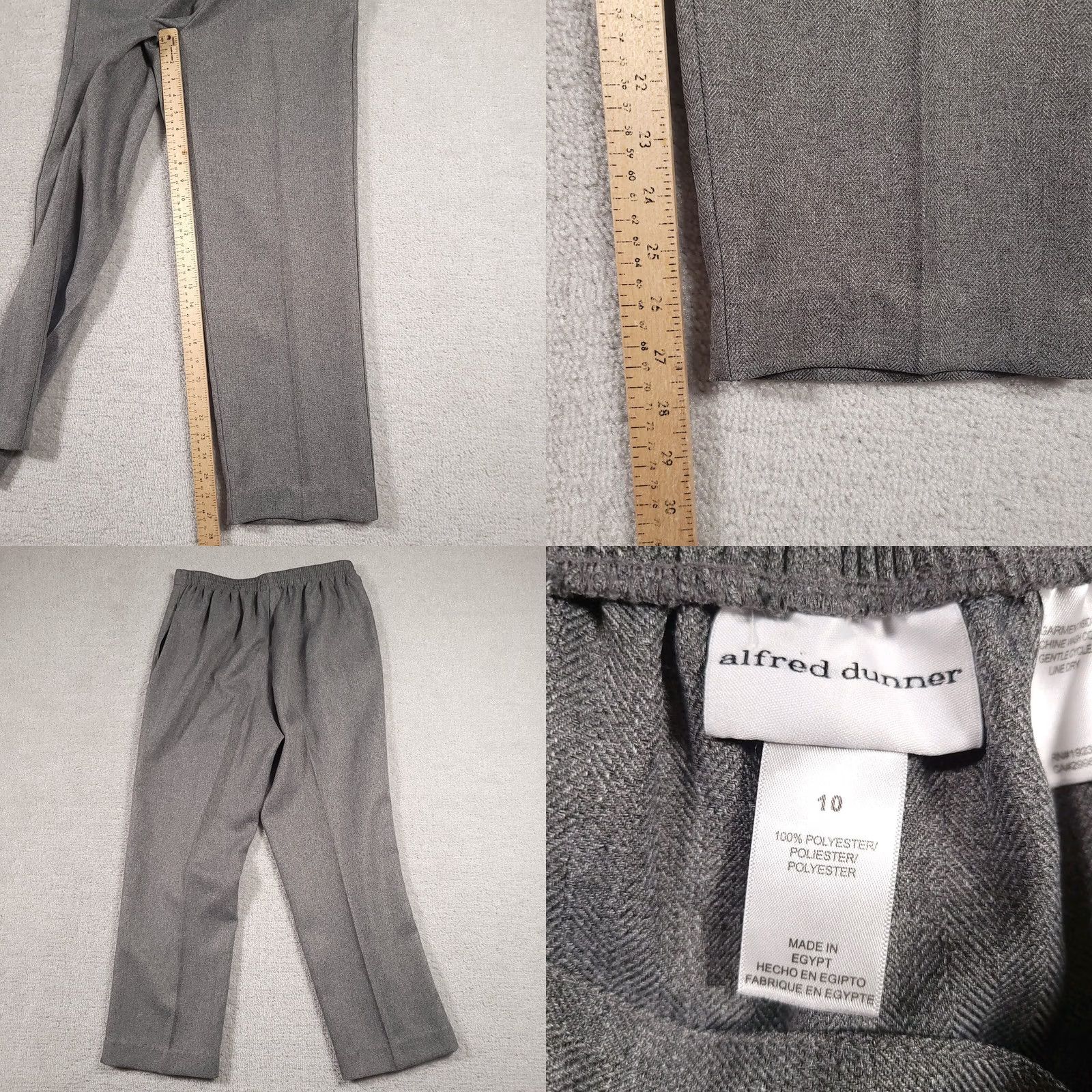 Vintage VINTAGE Alfred Dunner Pants Women's 10 Gray Elastic Waist Pockets Pull On Herringbone Dress Pants Size 32" / US 10 / IT 46 - 8 Thumbnail
