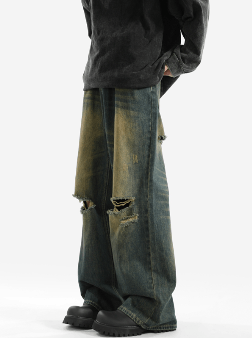 Japanese Brand × Jean Men's American high street distressed washed ripped jeans Size US 32 / EU 48 - 4 Thumbnail