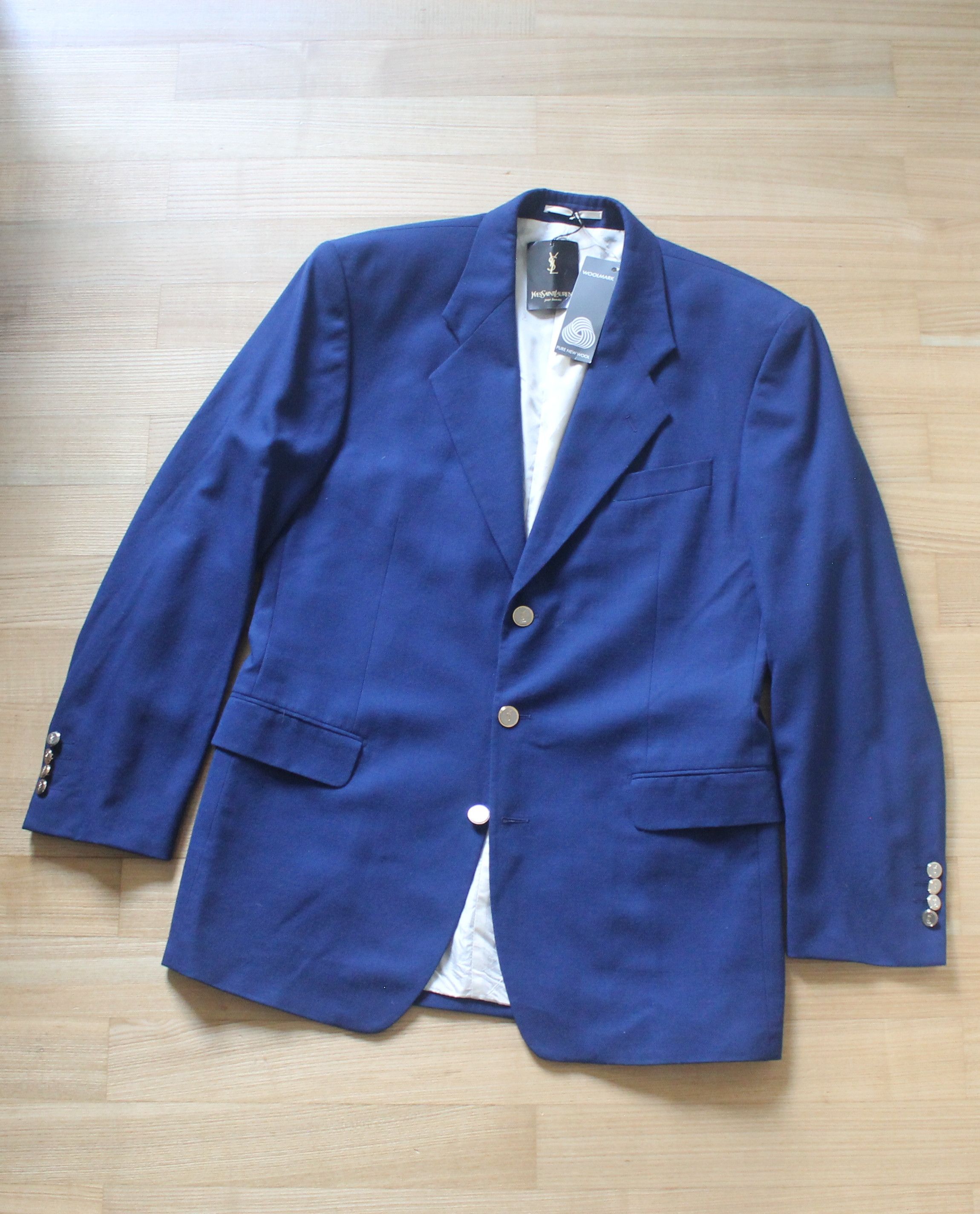 Vintage × Yves Saint Laurent Vintage Yves Saint Laurent New Navy Blazer Size 50R - 1 Thumbnail
