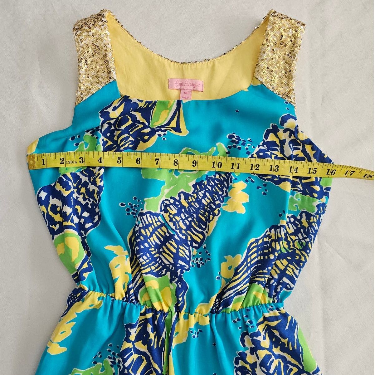 Lilly Pulitzer EUC Lilly Pulitzer Calissi Turquoise Sound the Horn Dress XS Size XS / US 0-2 / IT 36-38 - 9 Thumbnail