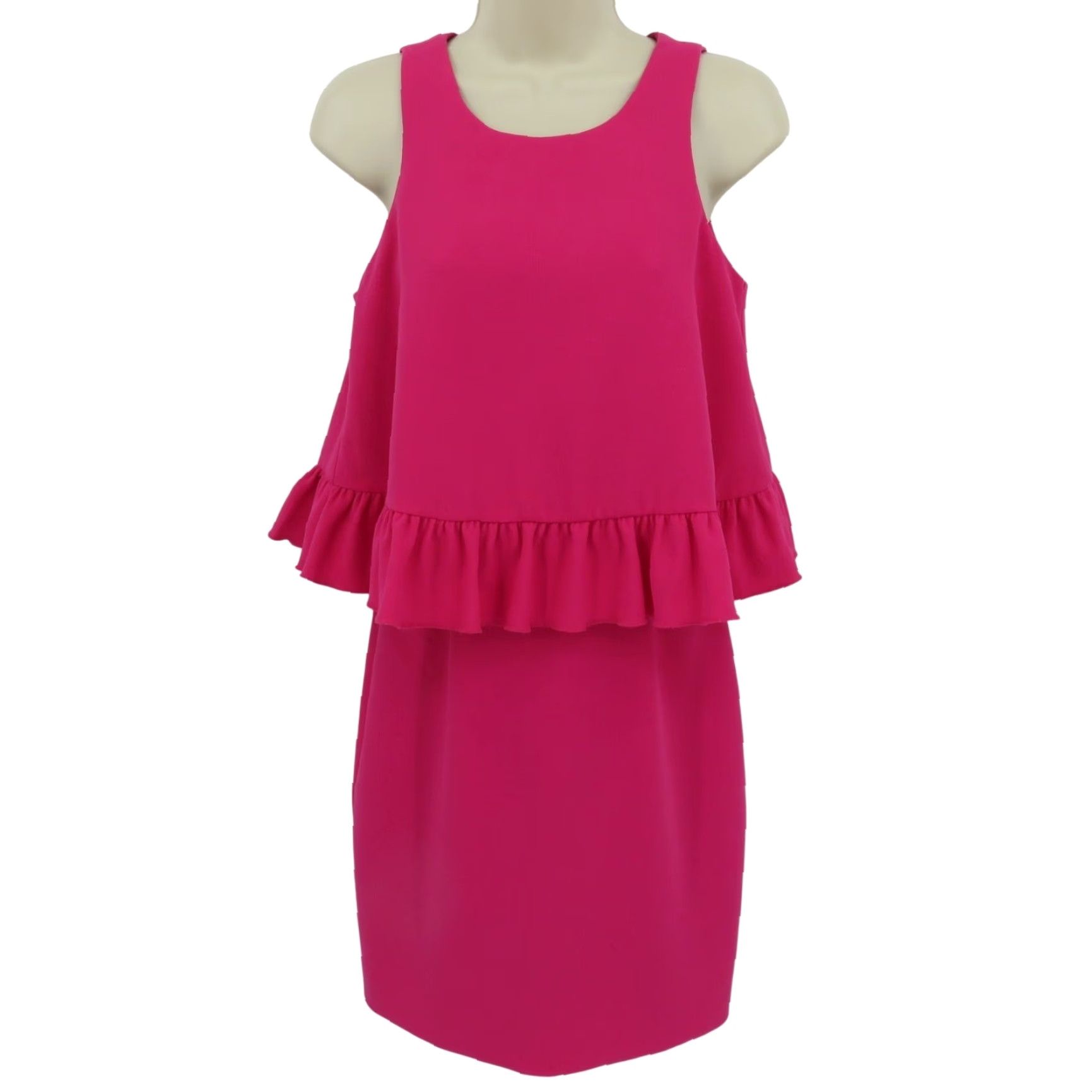 Trina Turk Trina Turk Dress Women 0 Kayleen Classic Crepe Pink Ruffle Hem Back Zip Sheath Sleeveless Party/Cocktail Vintage No Size XS / US 0-2 / IT 36-38 - 2 Thumbnail