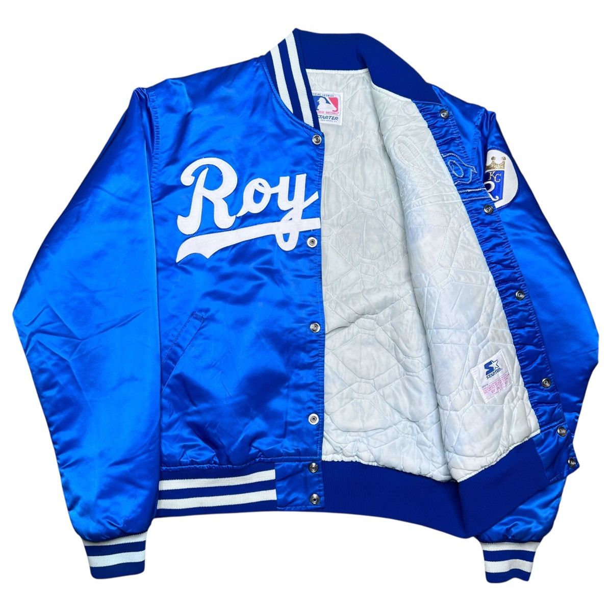 Starter 1990s MLB Kansas City Royals Starter Spell Out Satin Jacket Size US L / EU 52-54 / 3 - 2 Thumbnail