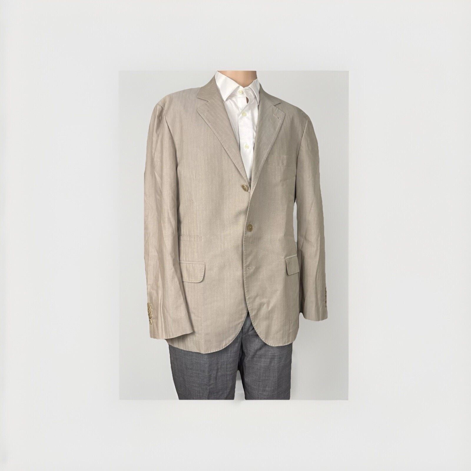 Brunello Cucinelli Sandstone Khaki Herringbone Blazer 52/42