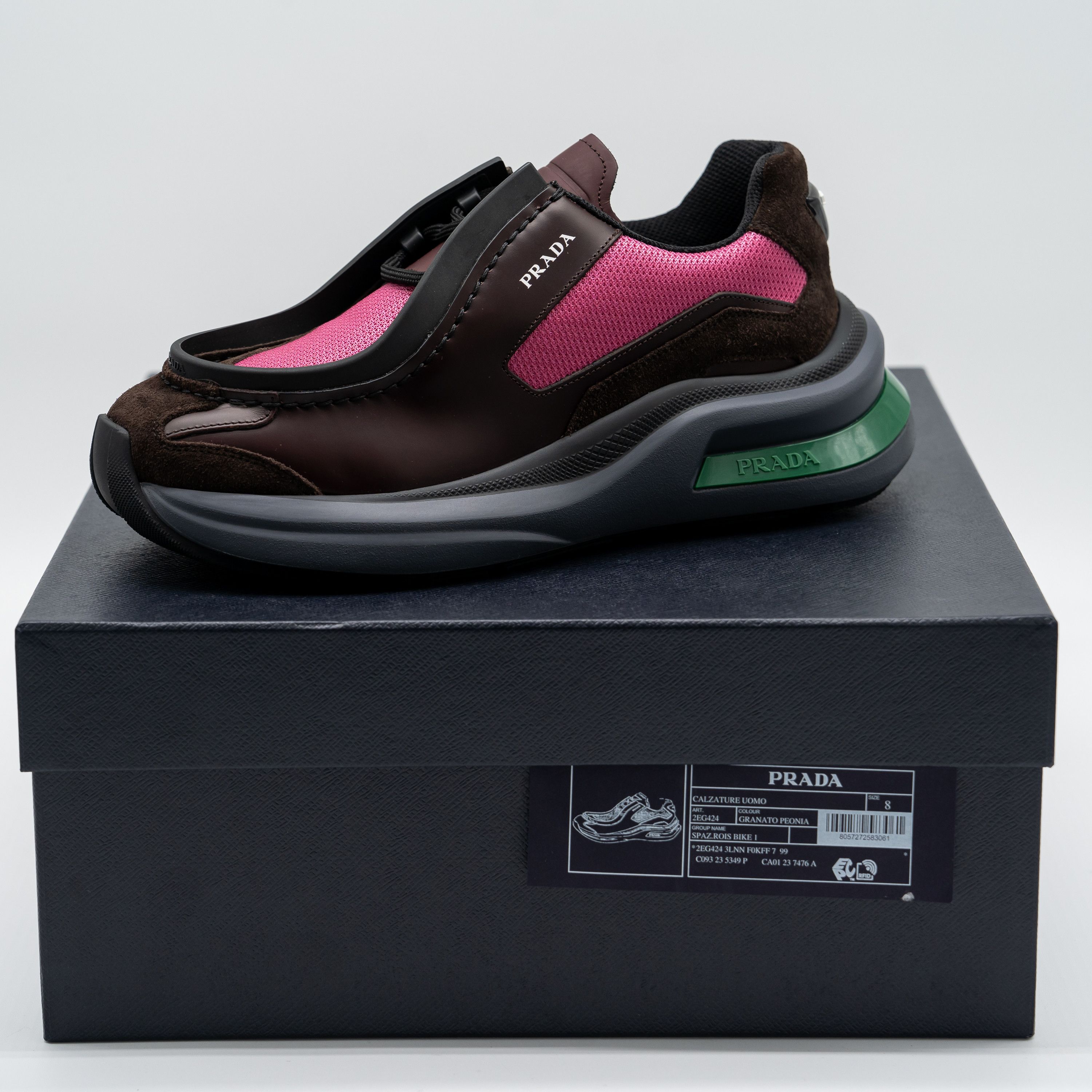Prada 8uk 9 US Prada Systeme Leather Sneakers Suede Brown Pink Size US 9 / EU 42 - 10 Thumbnail