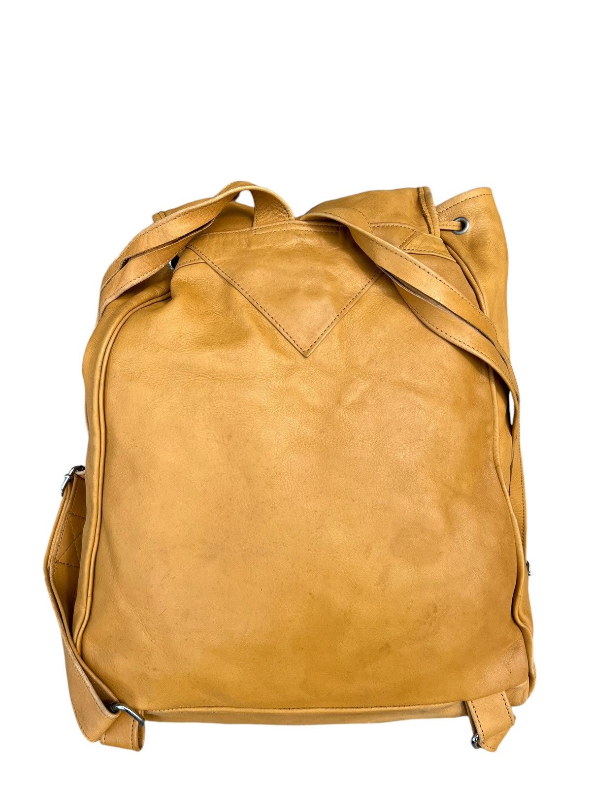 Leather Vintage Unknown Japan Brand Patina Leather Backpack Bag Size ONE SIZE - 9 Thumbnail
