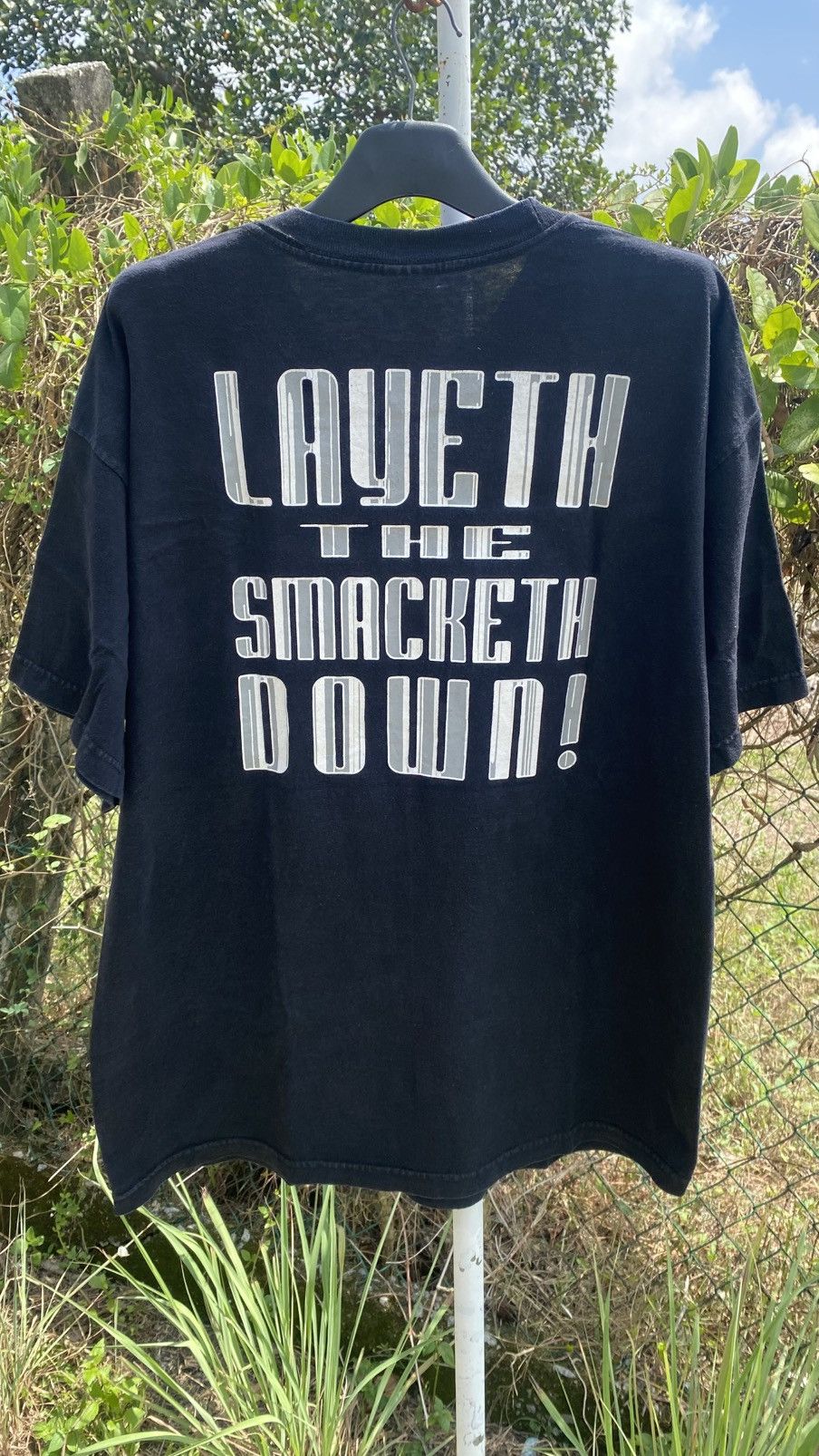 Vintage × WWF Vtg WWF The Rock Wrestling Shirt Layeth The Smacketh Down Size US XL / EU 56 / 4 - 2 Thumbnail