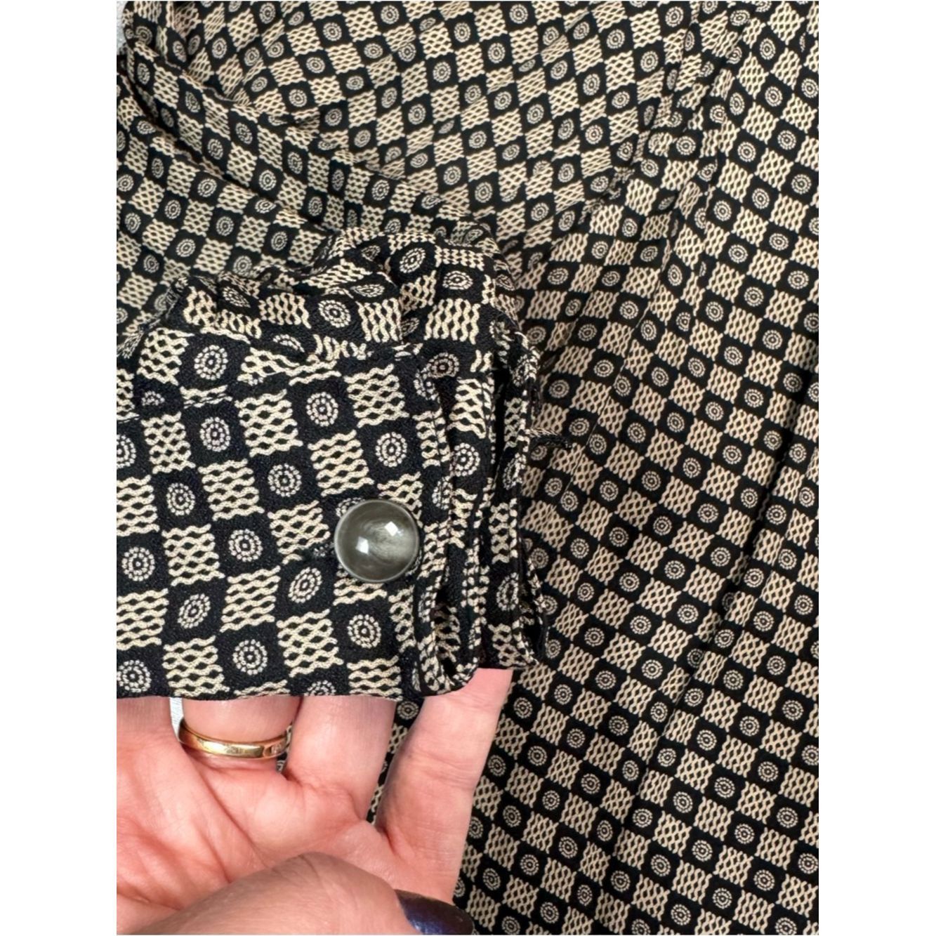Other Vintage Rena Rowan For Saville Geometric Print Long Sleeve Size L / US 10 / IT 46 - 5 Thumbnail
