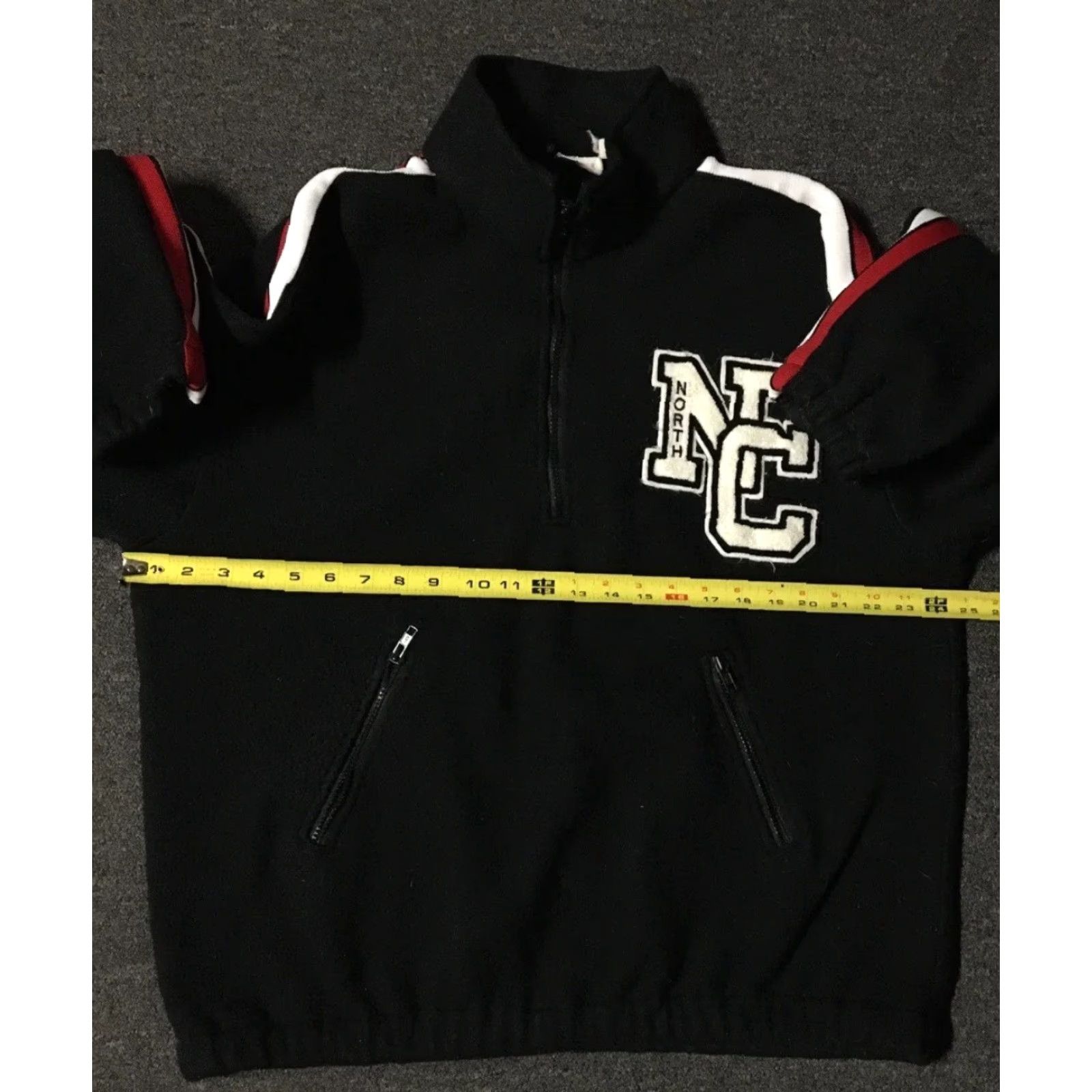 Vintage VINTAGE North Football Varsity 1/4 Zip Fleece Jacket XL USA Black Letterman 80s 90s Grunge School Sports Football Baseball Basketball Size US XL / EU 56 / 4 - 6 Thumbnail