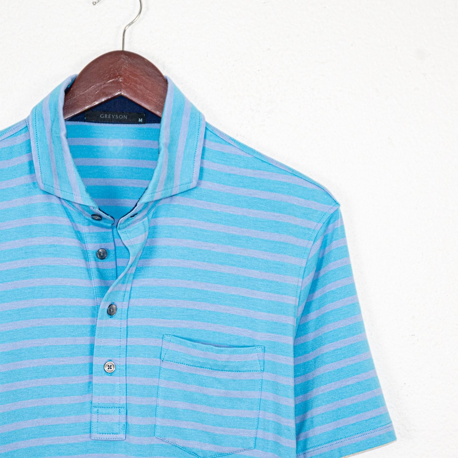 Other Greyson Medium Blue striped Golf Polo shirt Short Sleeve Size US M / EU 48-50 / 2 - 3 Thumbnail