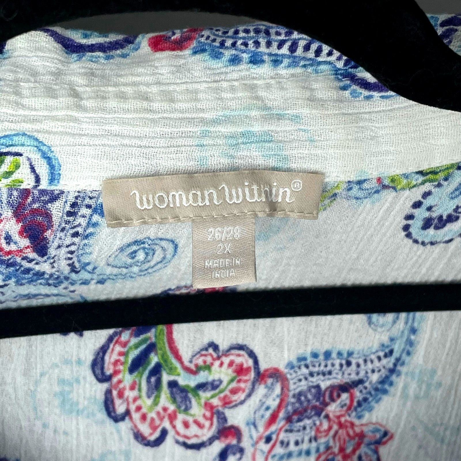 Other Woman Within Paisley Cotton Blouse Size XXL / US 16-18 / IT 52-54 - 2 Thumbnail