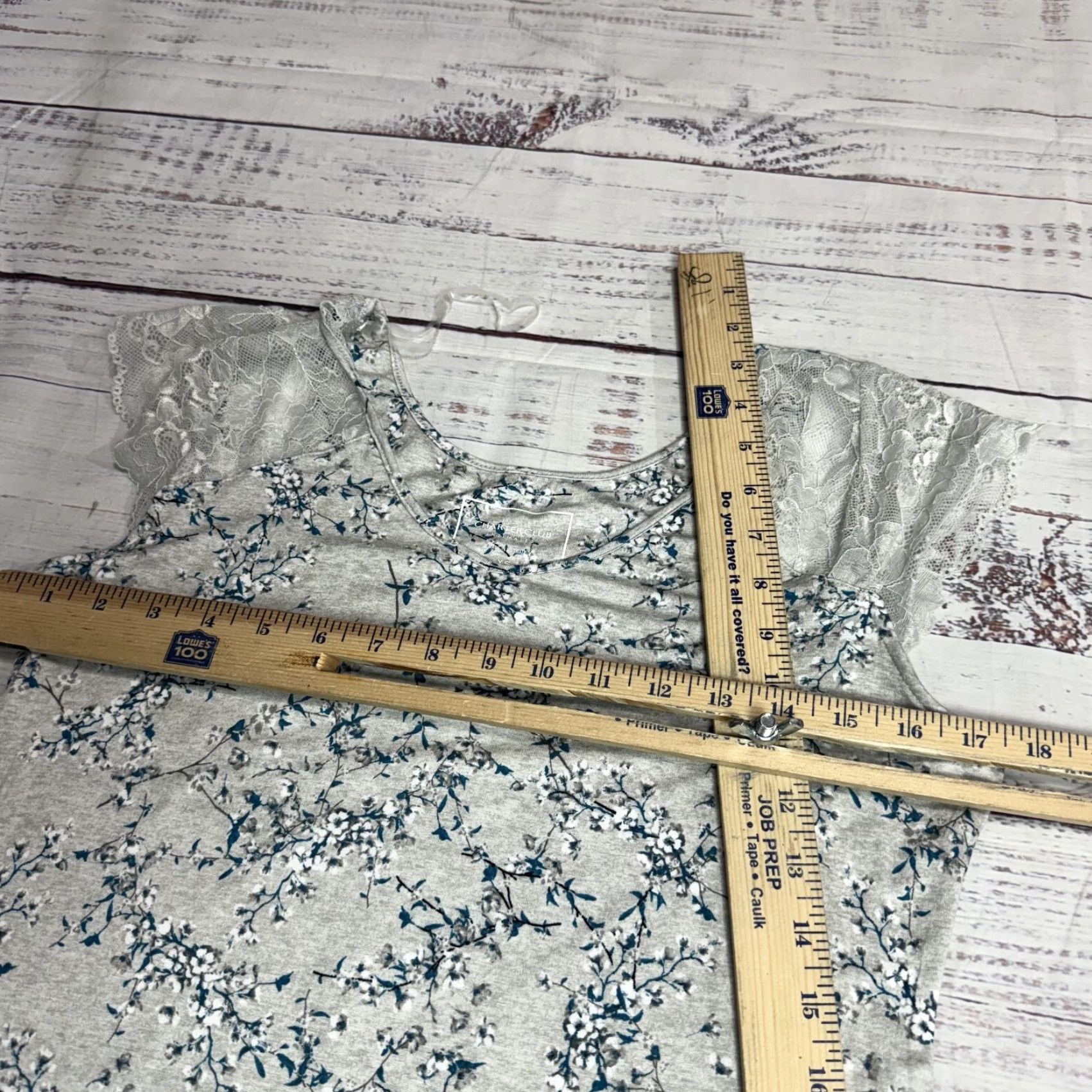 Charter Club Charter Club Intimates Dress Nightgown Gray Blue Sleep Lace XS NWT Floral Womens Short Sleeve Rayon Dress Nightgown Size XS / US 0-2 / IT 36-38 - 3 Thumbnail