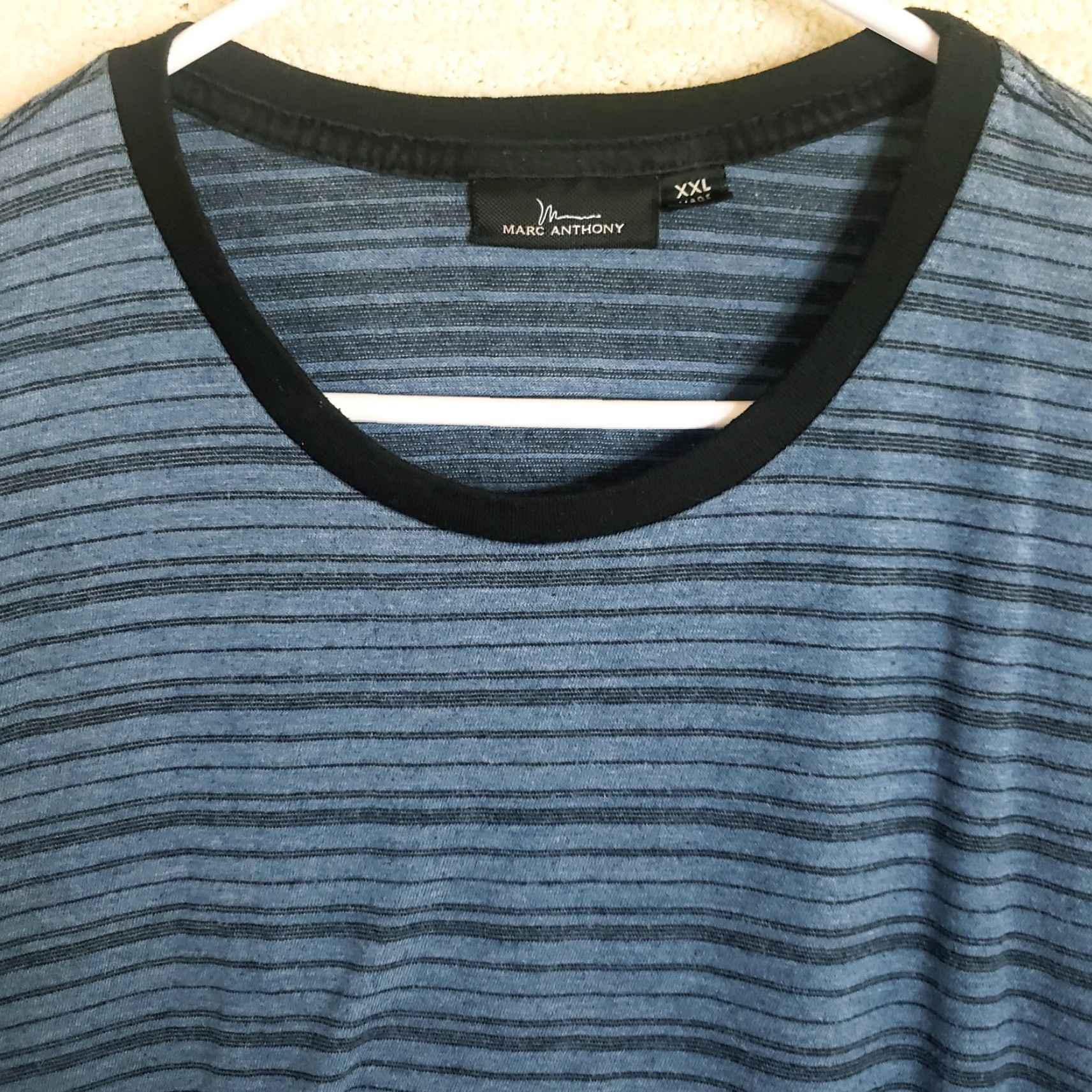 Marcs Men's Marc Anthony Blue Striped Long Sleeve Crew Neck Shirt XXL Size US XXL / EU 58 / 5 - 3 Thumbnail