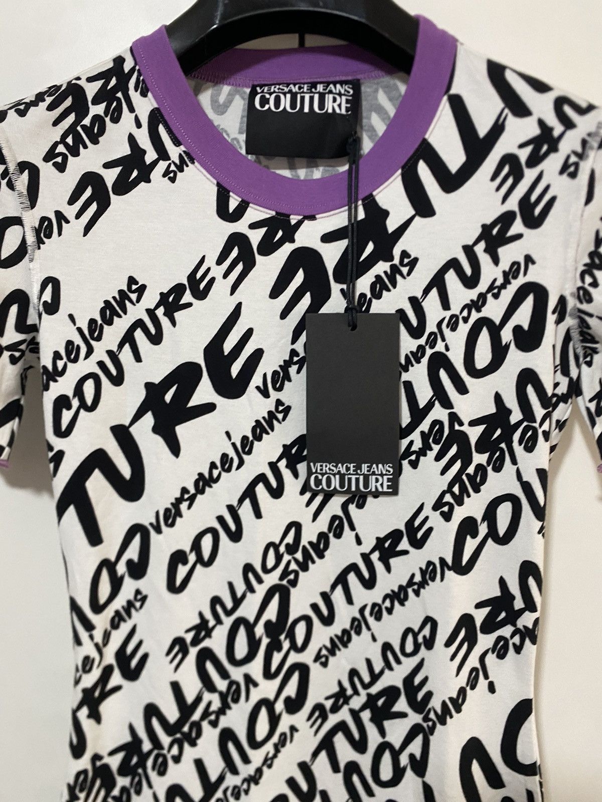 Versace Jeans Couture Print Logo Brushed Versace Jeans Culture Jersey T-Shirt, XS, Size XS / US 0-2 / IT 36-38 - 4 Thumbnail
