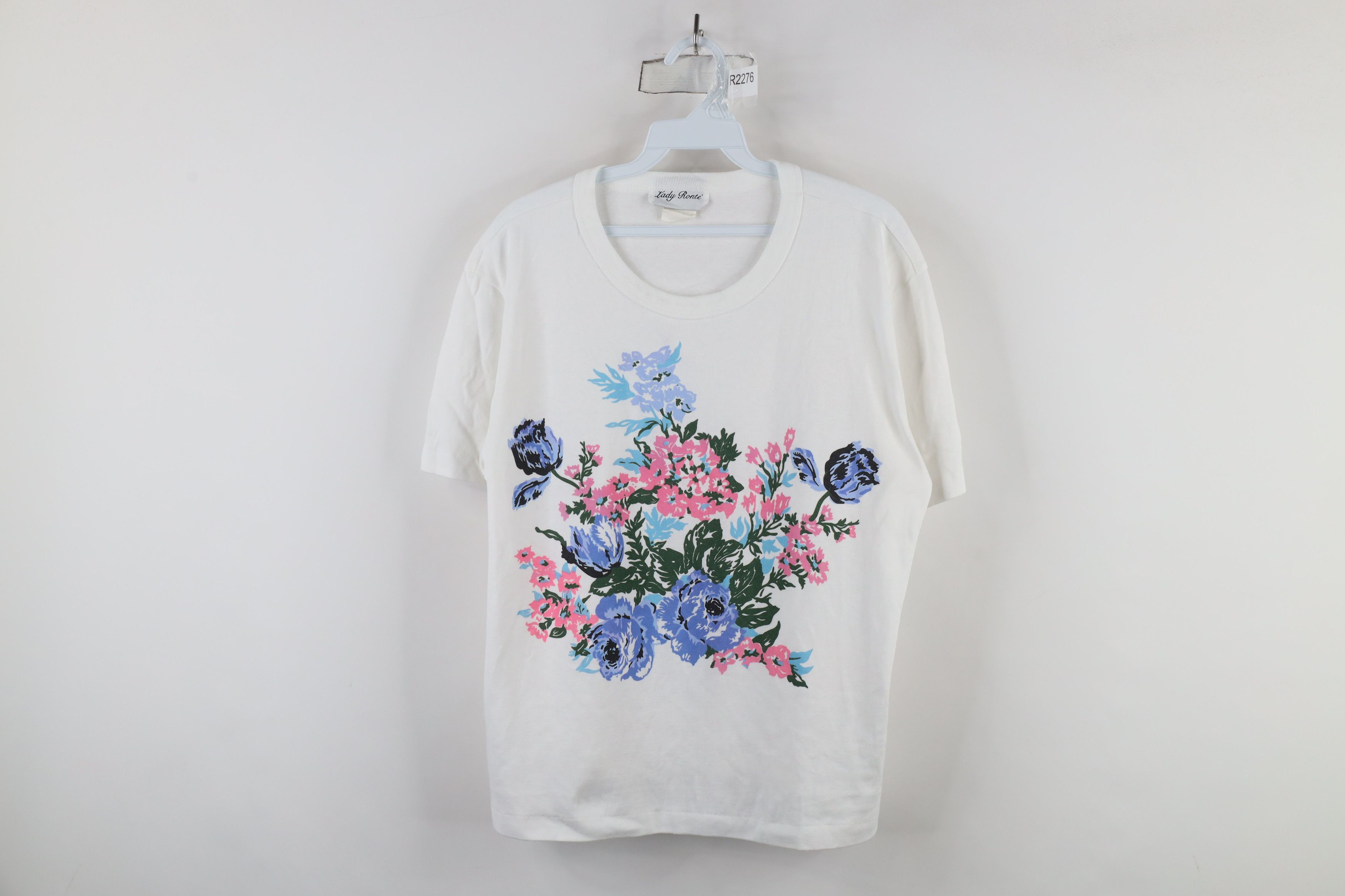 Vintage Vintage 90s Streetwear Floral Short Sleeve T-Shirt White USA Size L / US 10 / IT 46 - 1 Thumbnail