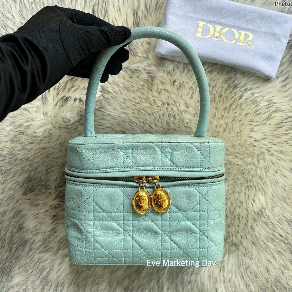 Dior × Vintage Christian Dior Cannage Lady Dior Vanity Lambskin Handbag Size ONE SIZE - 2 Thumbnail