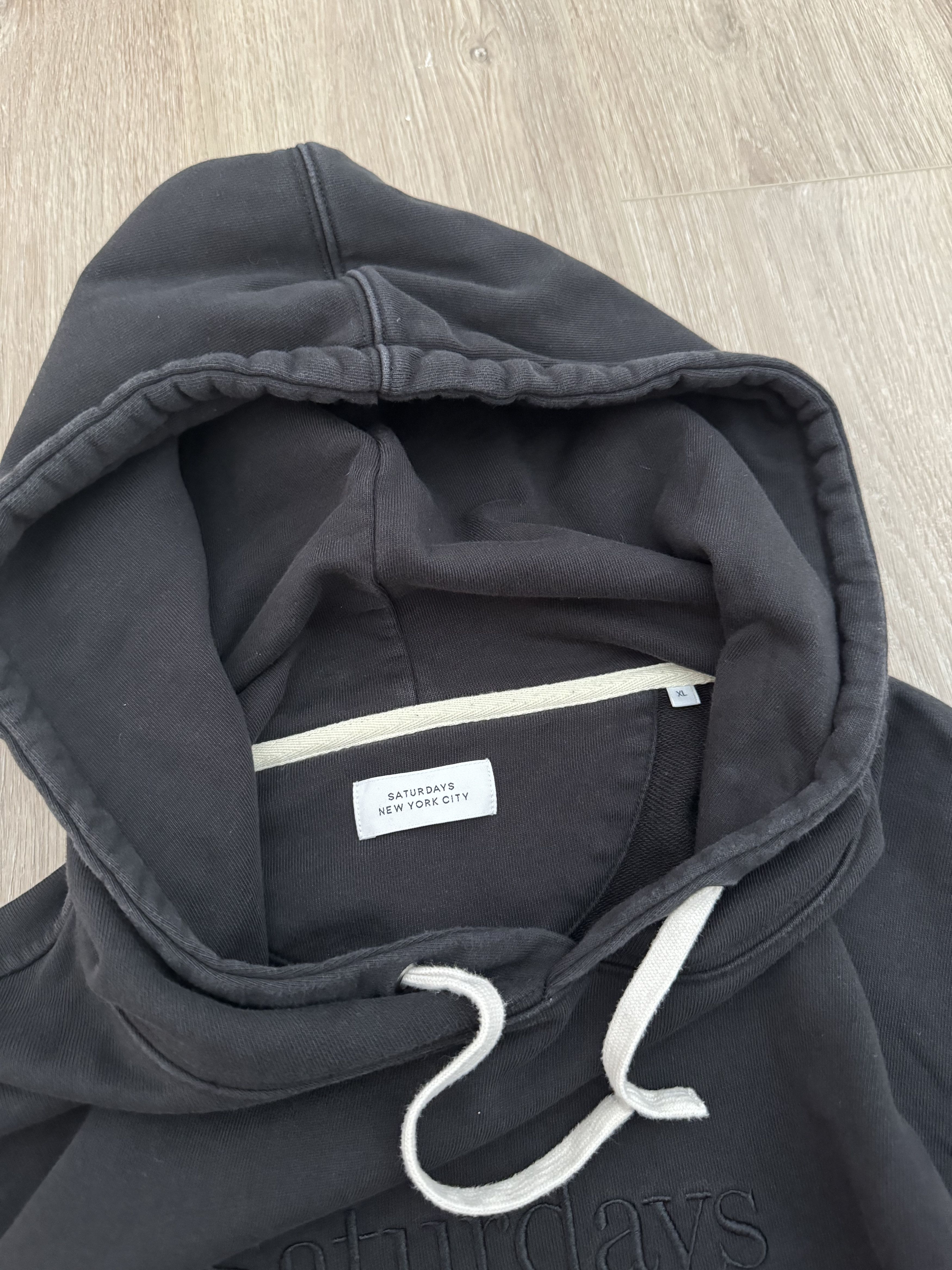 Saturdays NYC EMBROIDERED SPELLOUT BLACKOUT HOODIE / SATURDAYS NYC Size US XL / EU 56 / 4 - 3 Thumbnail