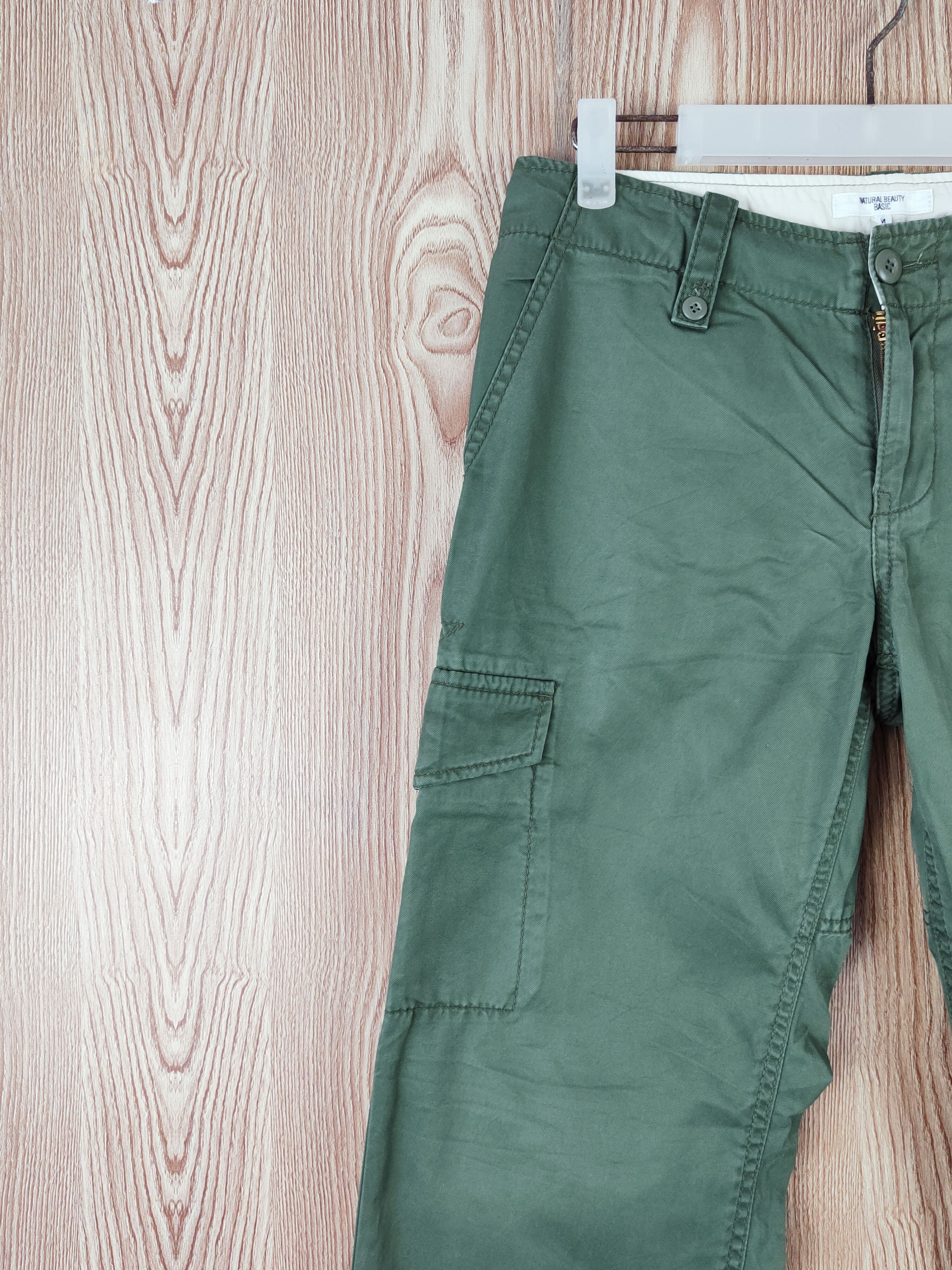 Japanese Brand Natural Beauty Basic Green Multipocket Cargo Pants #W926 Size US 29 - 3 Thumbnail