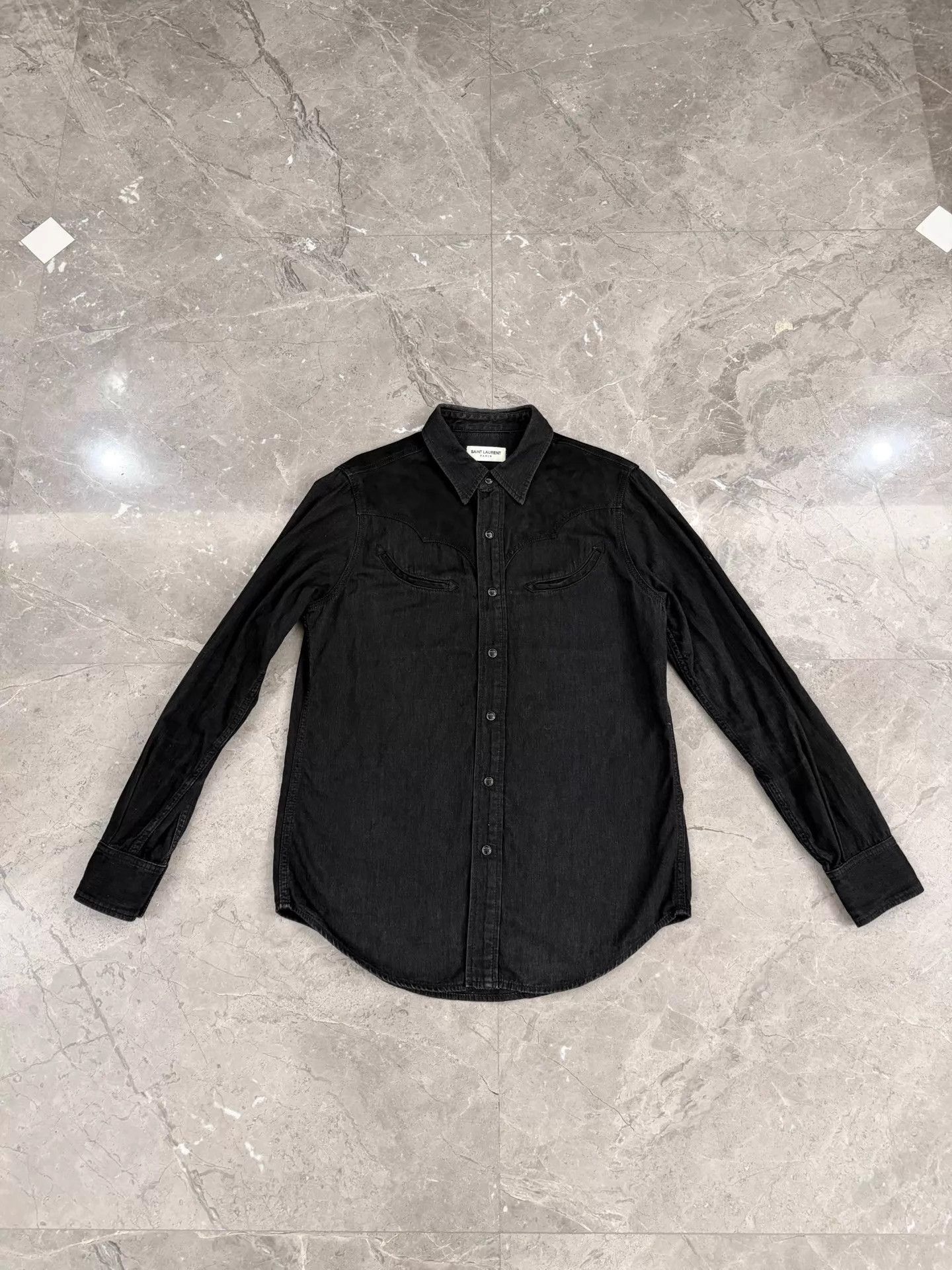 Saint Laurent Paris Black Long-Sleeve Button-Up Shirt Size M Size US M / EU 48-50 / 2 - 1 Thumbnail