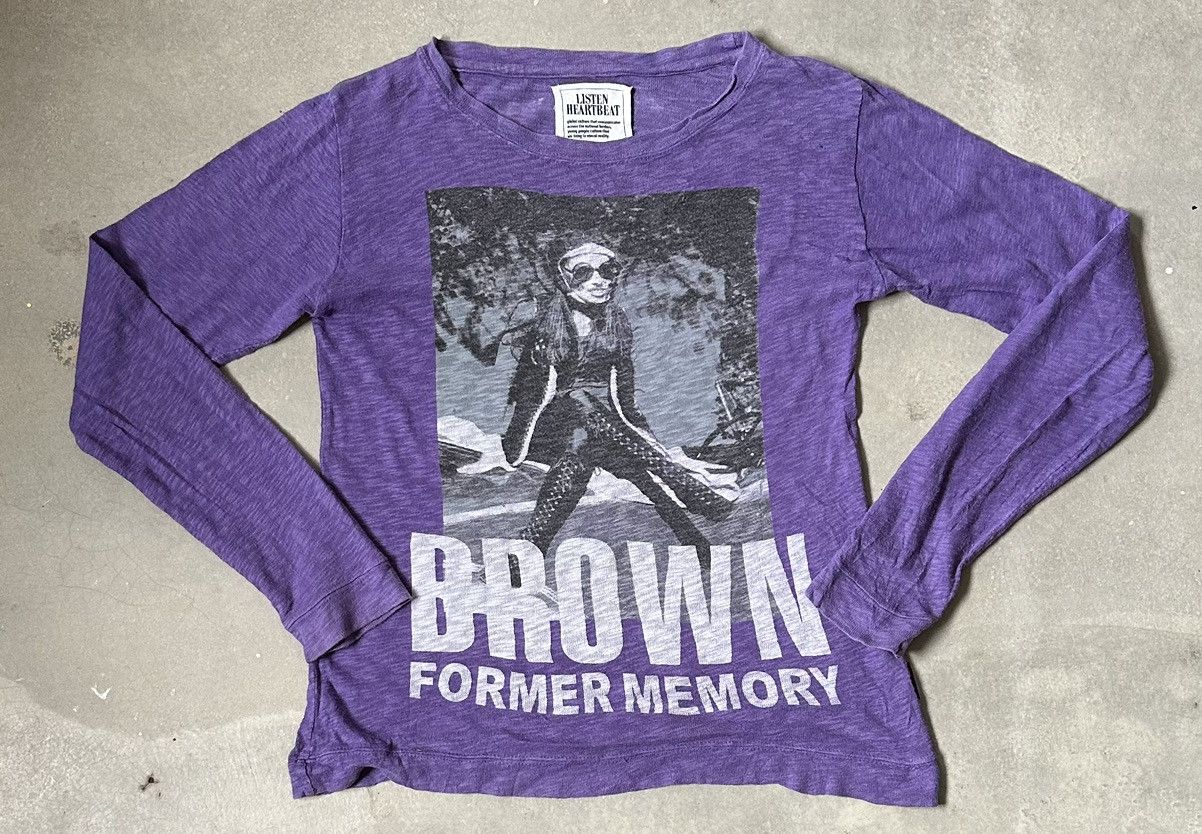 Japanese Brand Y2K LISTEN HEARTREAT BROWN MEMORY HYSTERIC INSPIRED TEE Size US S / EU 44-46 / 1 - 1 Thumbnail