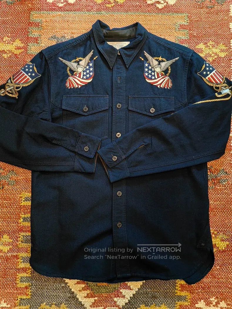 RRL Ralph Lauren RRL Ralph Lauren National flag embroidery navy blue shirt Size US M / EU 48-50 / 2 - 1 Thumbnail