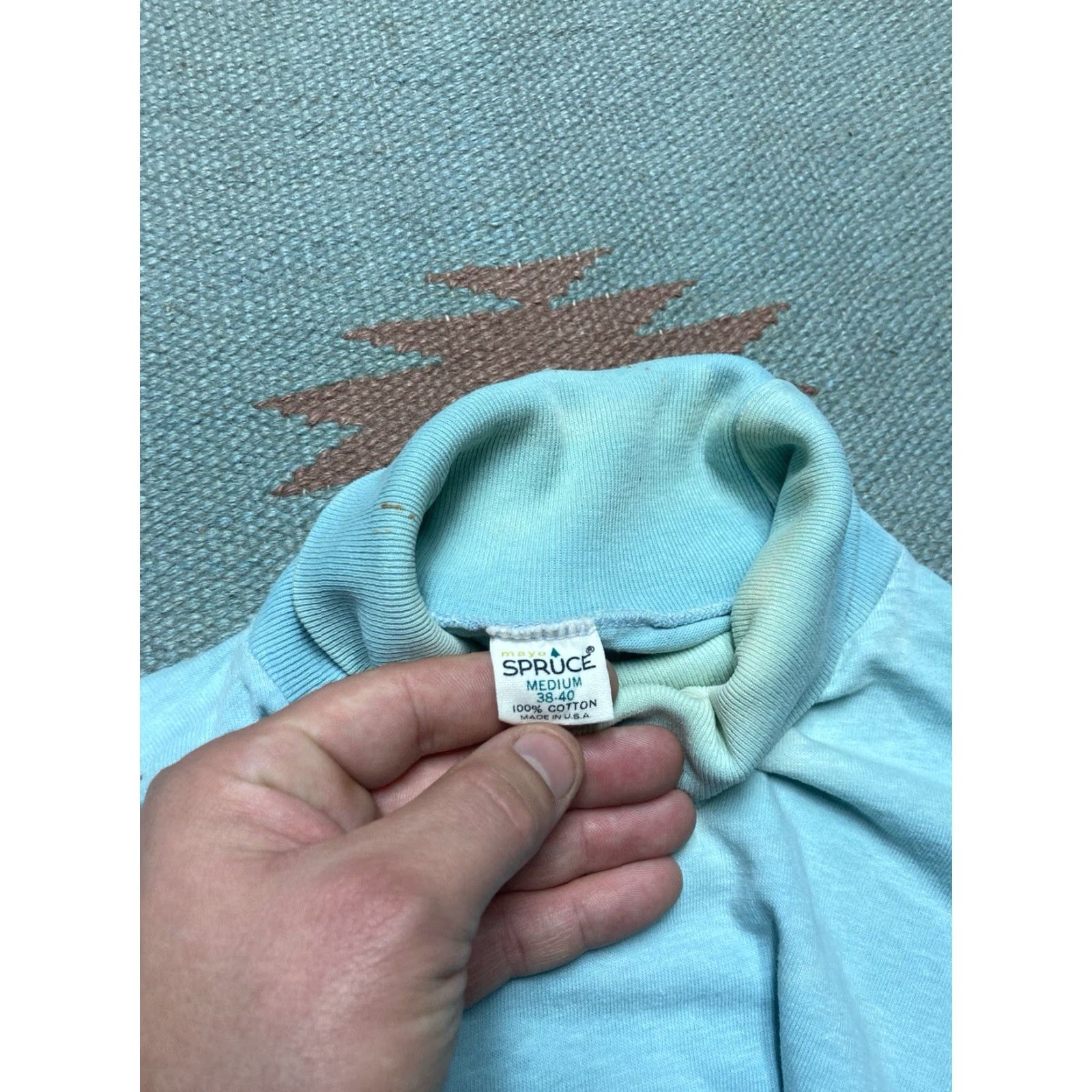 Vintage VINTAGE Mayo Spruce Long Sleeve Polo Shirt Turtleneck Blue 60s Cotton Men M Regular 60s Shirt Mens Size US M / EU 48-50 / 2 - 7 Thumbnail