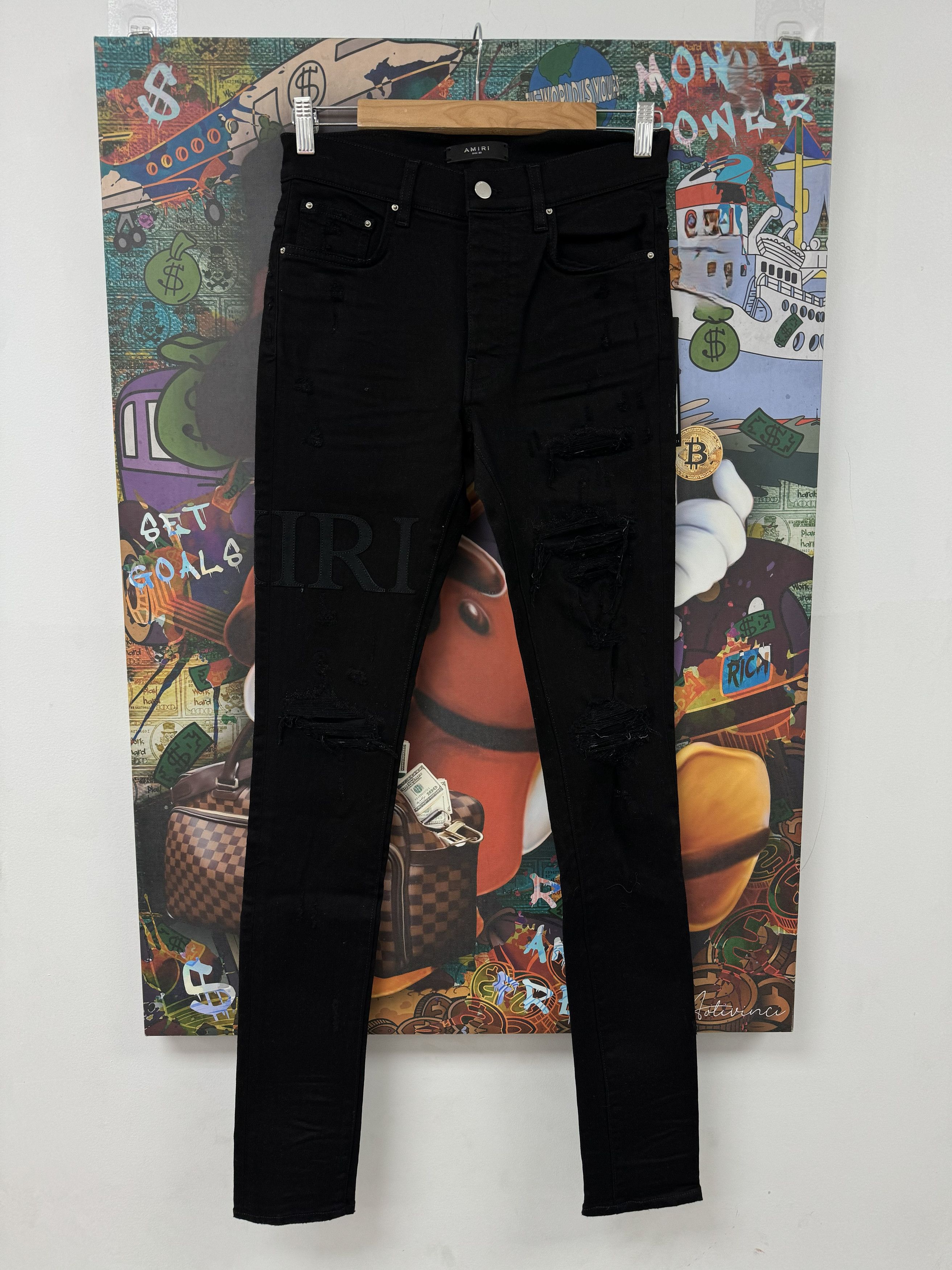Amiri Amiri "Black Serif" Side Logo Black Jeans Size US 38 / EU 54 - 1 Preview