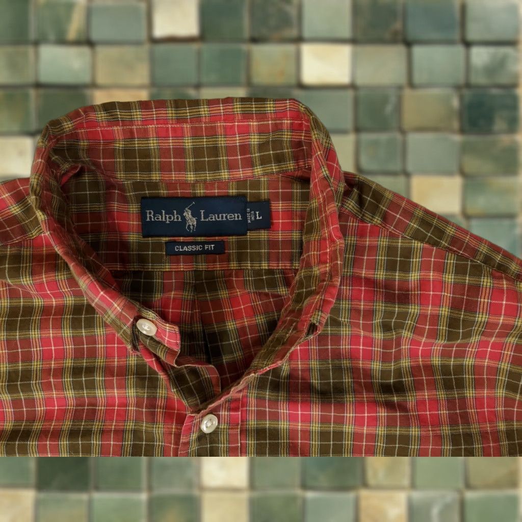 Ralph Lauren Ralph Lauren Button-Down Shirt Mens L Plaid Tartan Classic Fit Red Brown Multicolor Size US L / EU 52-54 / 3 - 1 Thumbnail