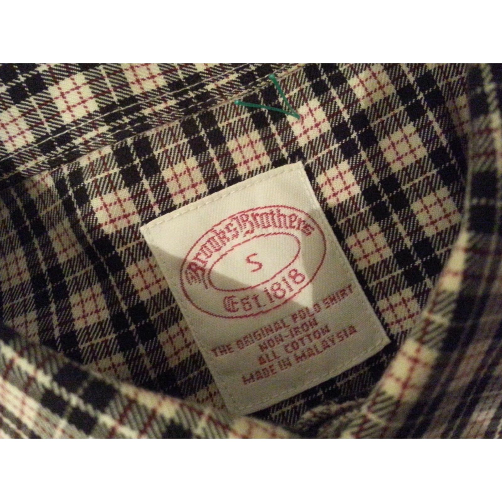 Brooks Brothers VINTAGE Brooks Brothers Shirt Plaid Mens S Black Cotton Button-Up Size 36R - 4 Thumbnail