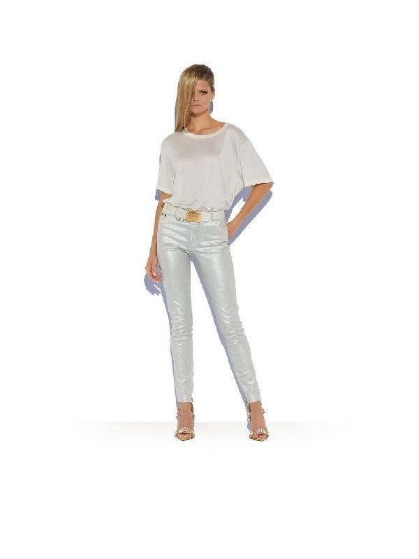 Tom Ford o1w1db10225 PAD084 Metallic Effect Denim Pant in Silver Size 28" / US 6 / IT 42 - 2 Thumbnail