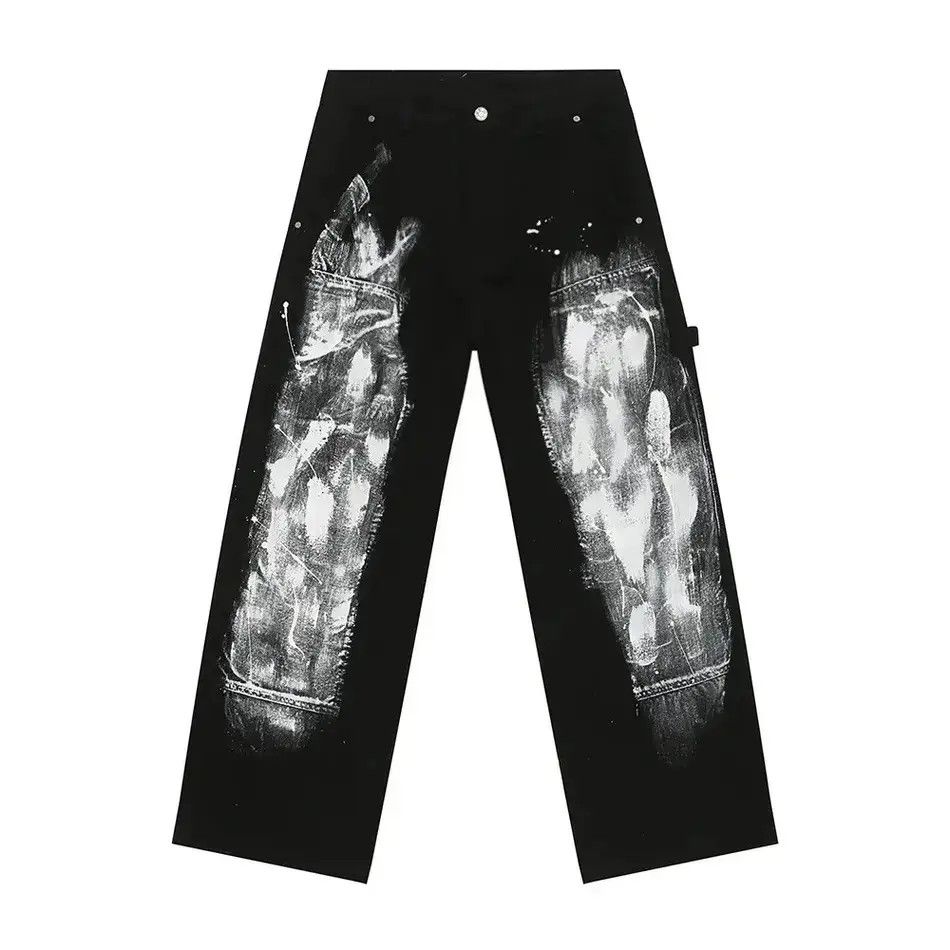 Japanese Brand Retro loose wide leg graffiti jeans Size US 32 / EU 48 - 6 Thumbnail