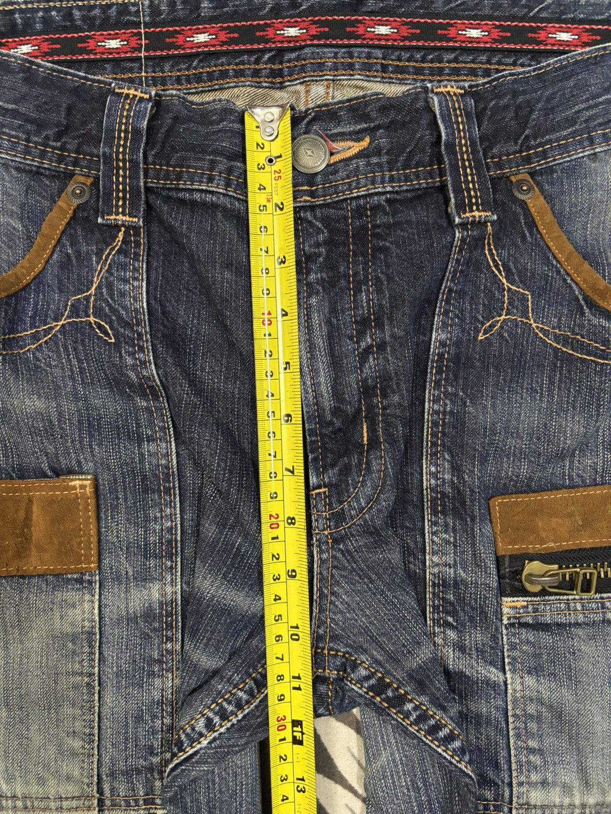 Edwin Vintage Edwin XV Whisker Washed Distressed Denim Bush Pants Size US 35 - 15 Thumbnail