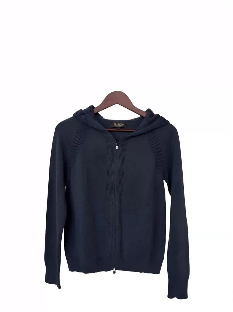 Loro Piana LORO PIANA Female pure color cashmere baby hooded knit swe Size S / US 4 / IT 40 - 1 Thumbnail