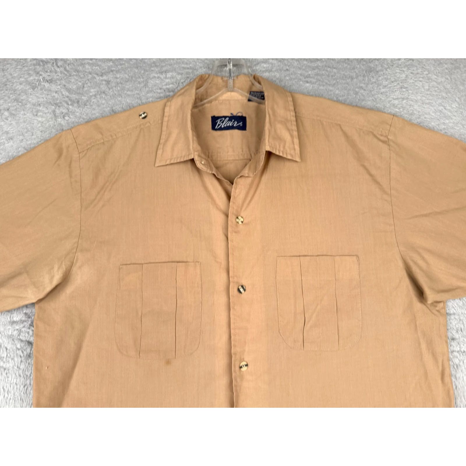 Blair Blair Shirt Men Large Brown 4 Pocket Button-Up Cotton Blend Casual Beach Hawaiian Vacation Size US L / EU 52-54 / 3 - 4 Thumbnail