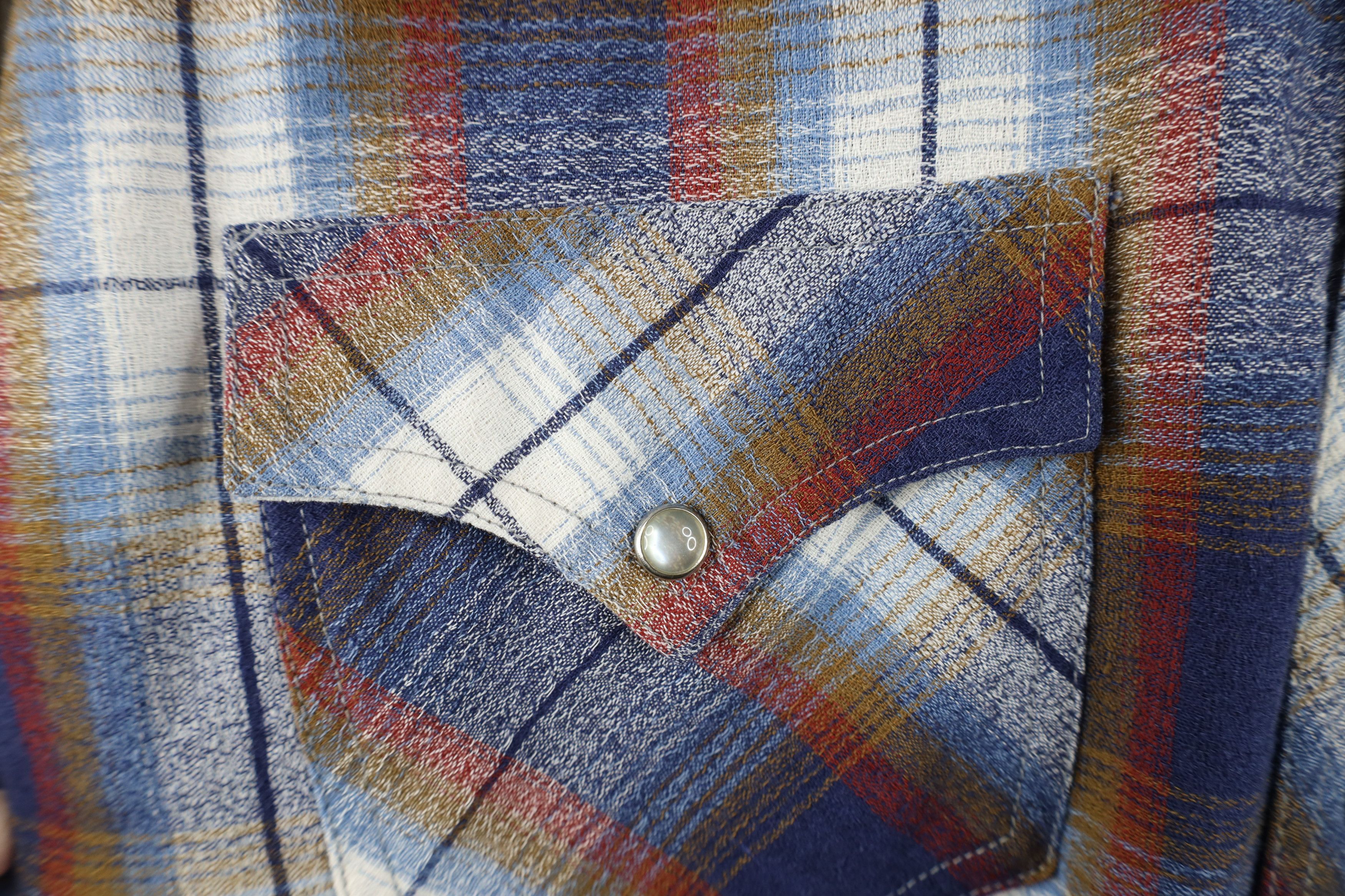 Vintage Vintage 70s Streetwear Plaid Knit Western Snap Button Shirt Size US L / EU 52-54 / 3 - 5 Thumbnail