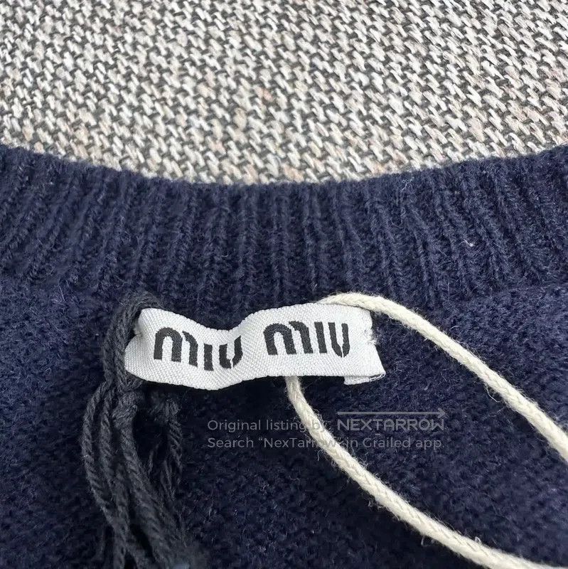 Miu Miu Miu Miu Women's Navy Blue Wool Sweater . Size XL / US 12-14 / IT 48-50 - 3 Thumbnail