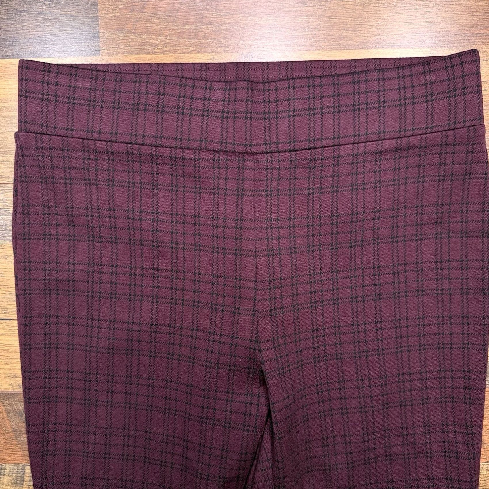Loft LOFT Legging Womens Medium Burgundy Check Stretch New Size 32" / US 10 / IT 46 - 2 Thumbnail