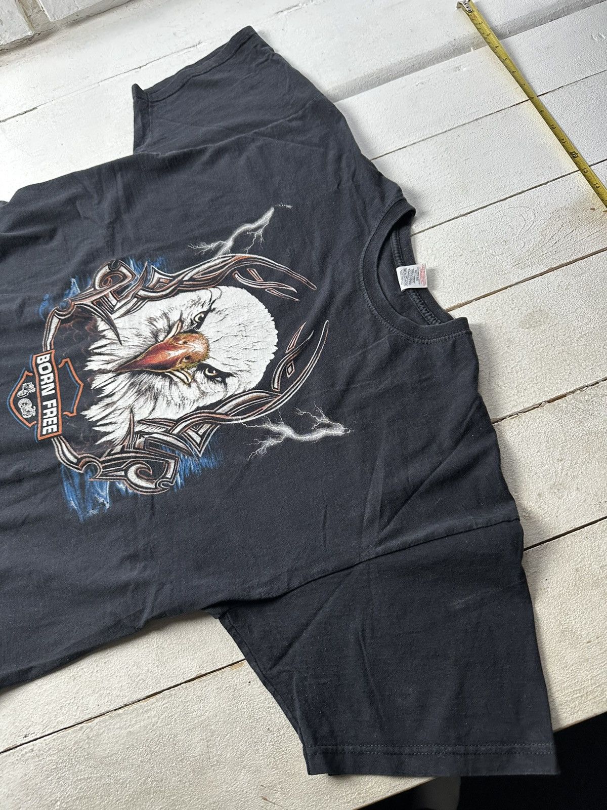 Vintage 🚨VNTG BORN FREE EAGLE USA RARE BIG LOGO FADED HARLEY STYLE Size US XL / EU 56 / 4 - 2 Thumbnail