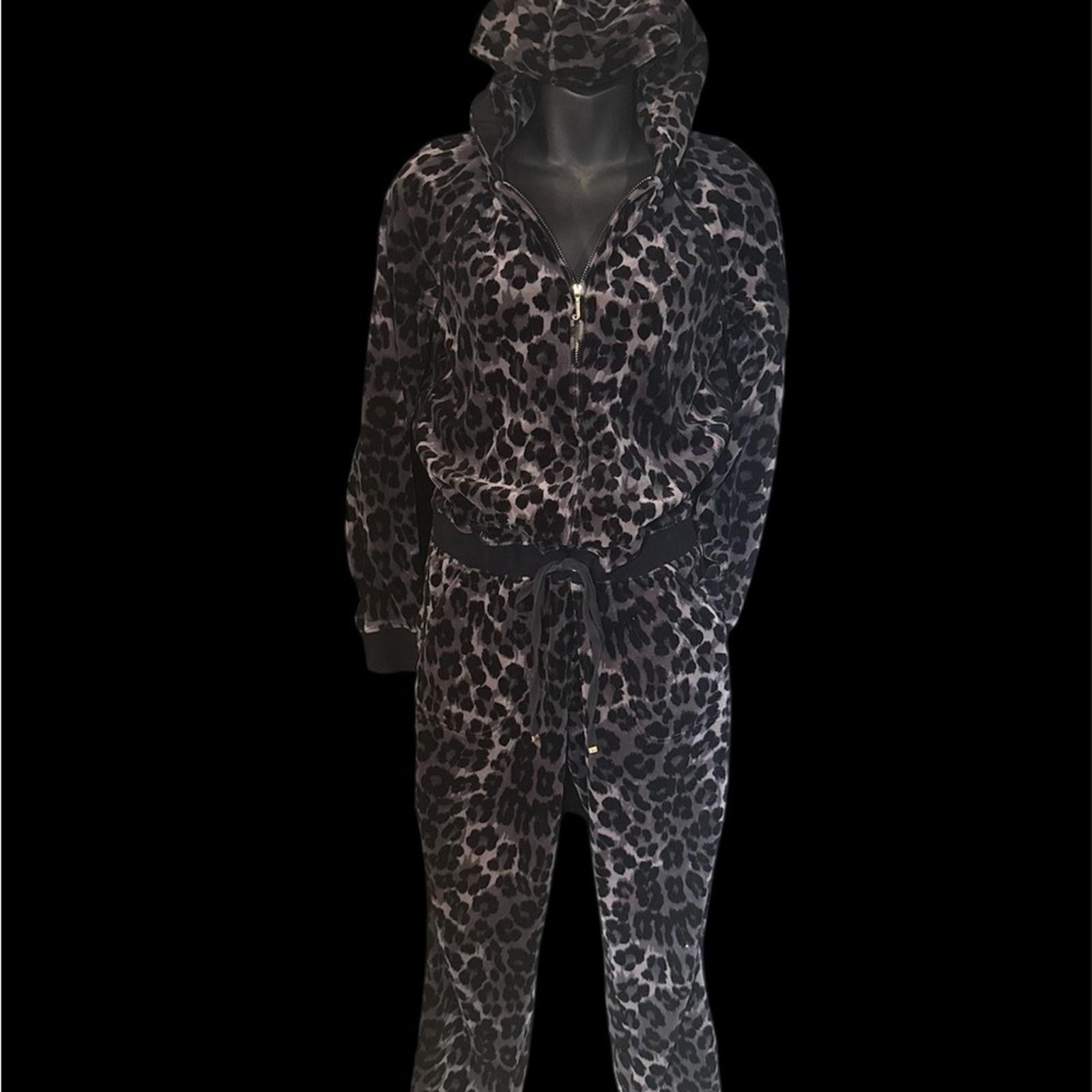 Juicy Couture Jeans Y2K vintage juicy couture black leopard jumpsuit velour M Size 32" / US 10 / IT 46 - 2 Thumbnail