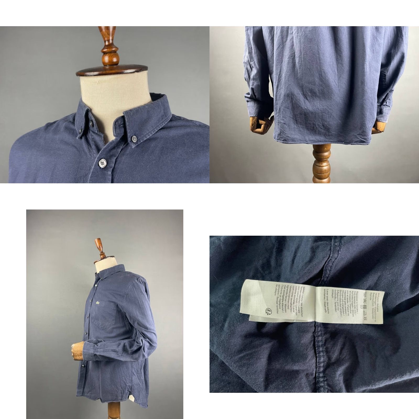Lacoste Lacoste Mens Regular Fit Button-Down Shirt XL Cotton Blue Long Sleeve Size US XL / EU 56 / 4 - 8 Thumbnail