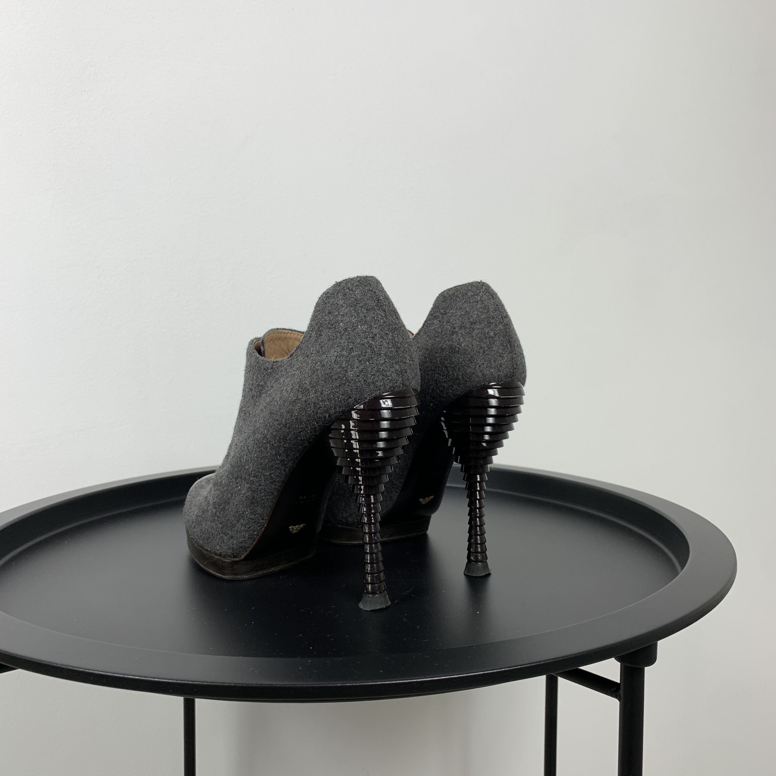 Emporio Armani Emporio Armani Grey Womens's Tweed Heels Shoes Size US 7.5 / IT 37.5 - 6 Thumbnail