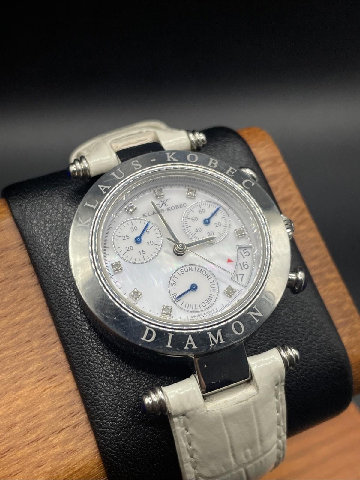 Designer KLAUS-KOBEC Diamond Swiss Chronograph MOP Dial New Battery Size ONE SIZE - 1 Thumbnail