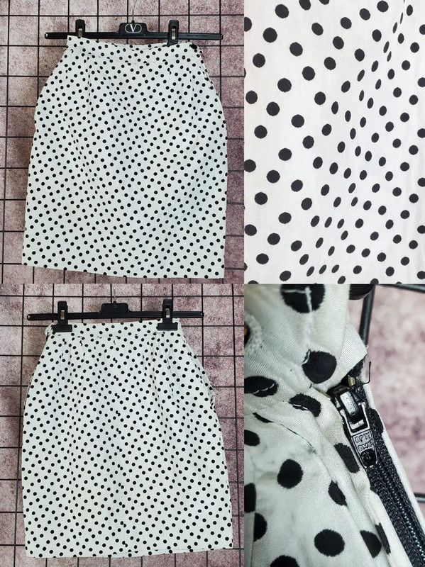 Yves Saint Laurent YSL White Polka Dot Mini Skirt 0089 Size 22" - 1 Thumbnail