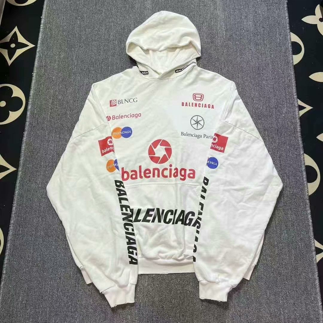balenciaga logo printed long sleeve hoodie