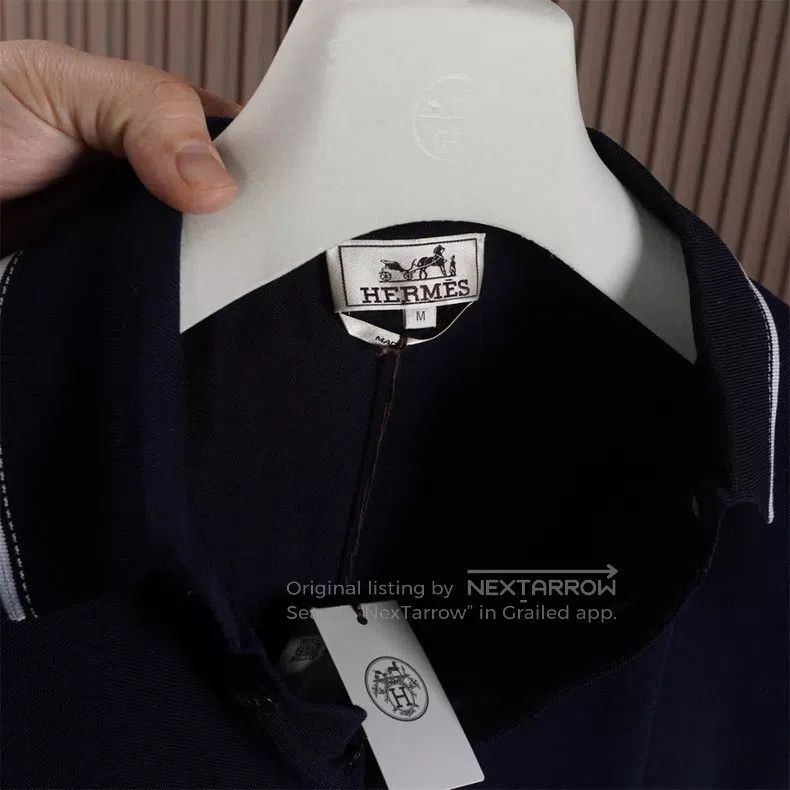 Hermes Hermes Navy Thin Short Sleeve Polo Size US M / EU 48-50 / 2 - 4 Thumbnail