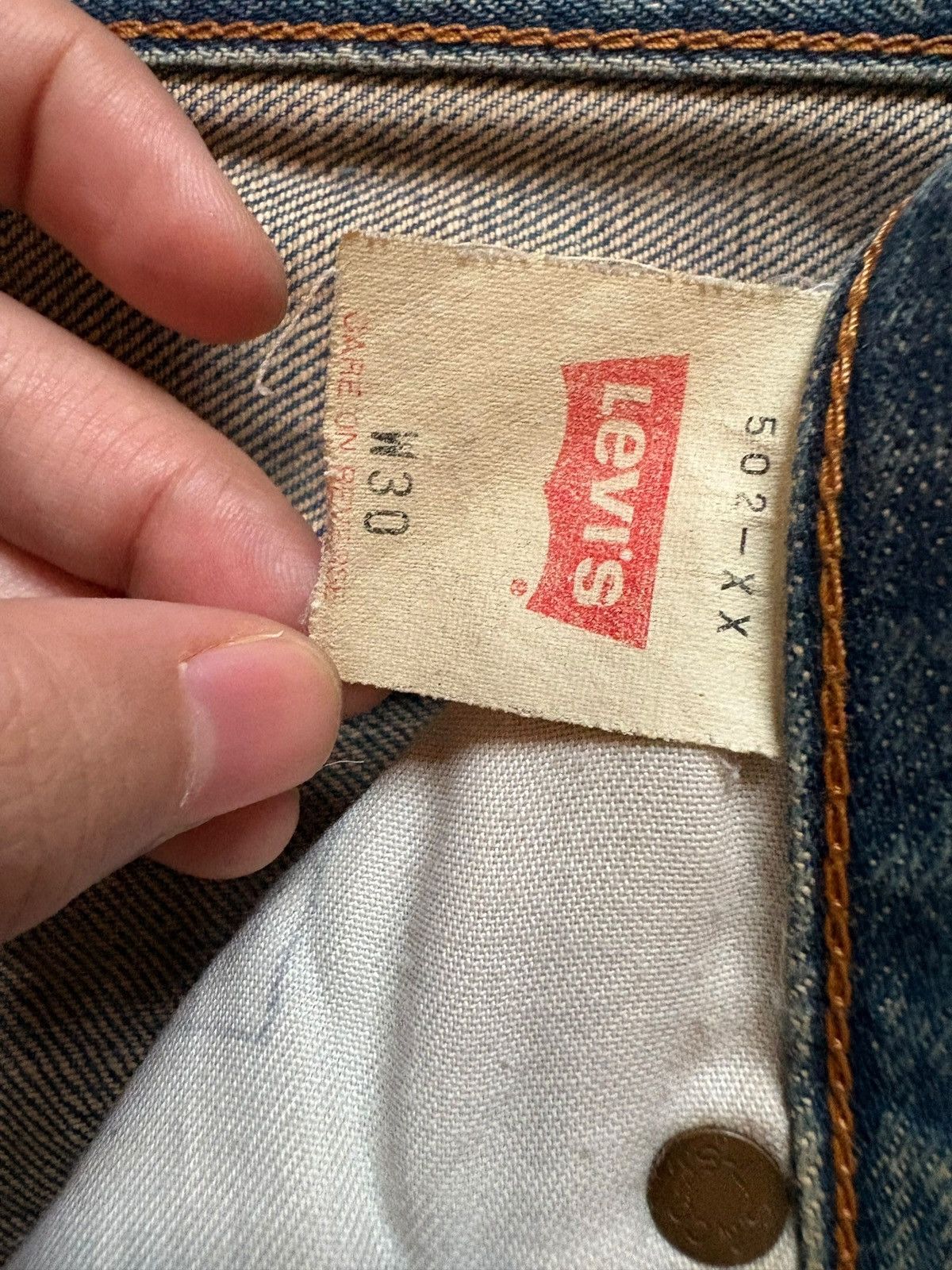 Levi's Vintage 80s Levis 502 Big E Mud Wash Japanese Selvedge Jeans Size US 30 / EU 46 - 13 Thumbnail