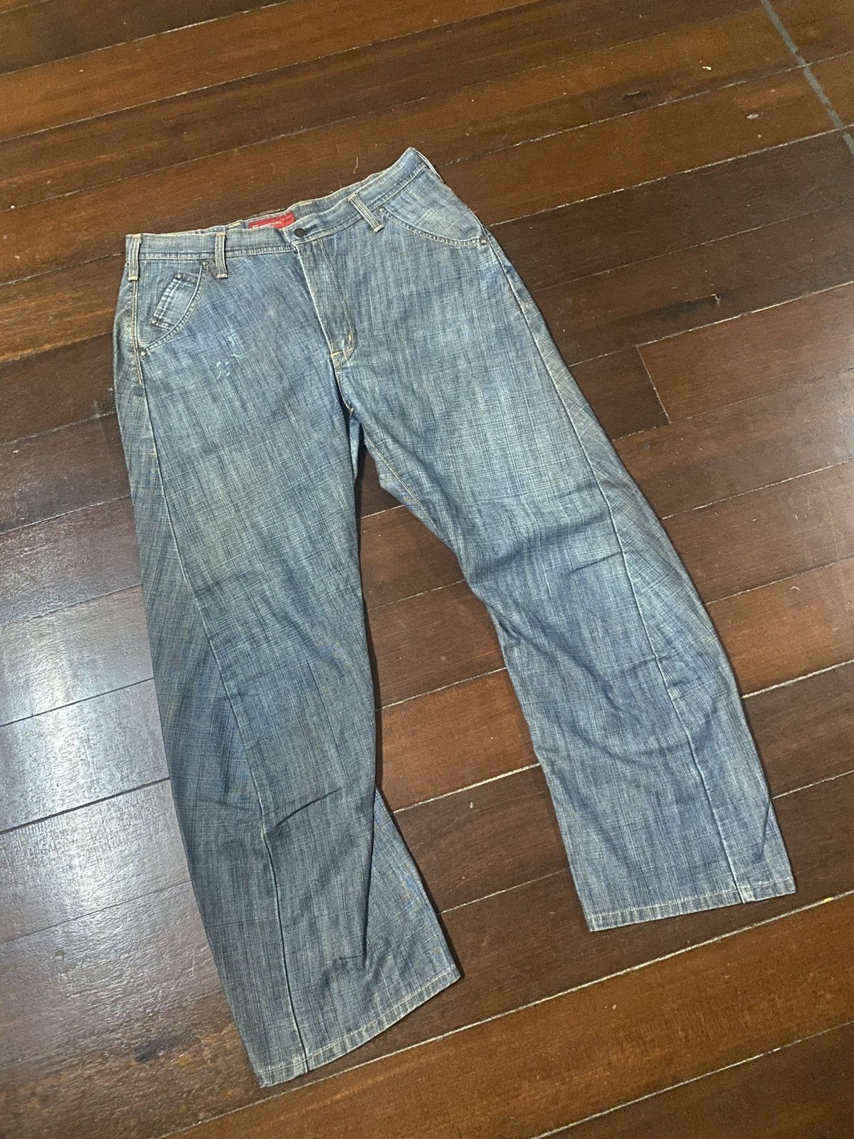 Edwin Vtg Wide Leg Jeans Edwin E Function Loose Denim Jnco Y2k Size US 35 - 2 Thumbnail