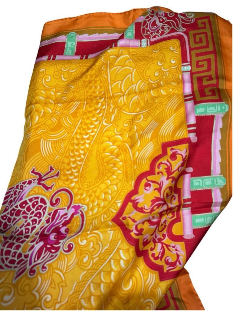 Cartier Cartier Silk Double Dragon Scarf/ Shawl 34" x34” in Box Size ONE SIZE - 5 Thumbnail